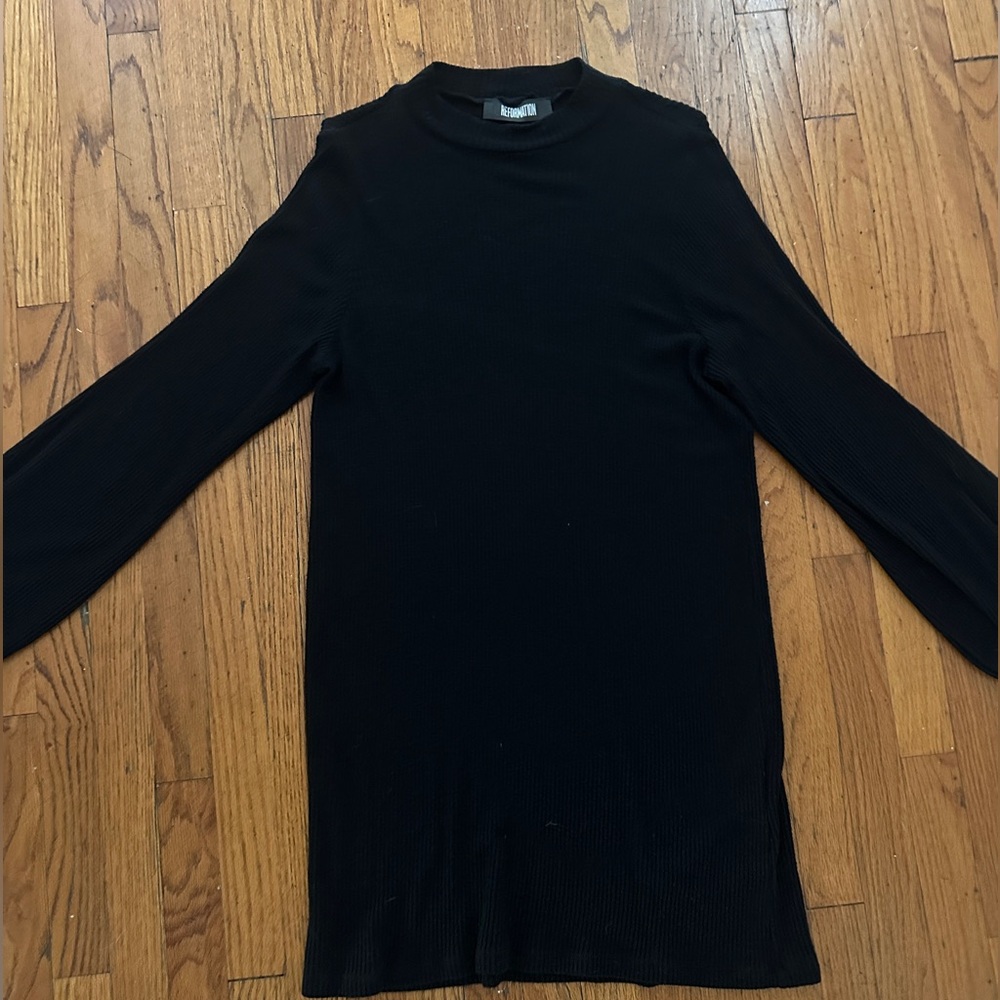 Reformation Black Ribbed Knit Top
